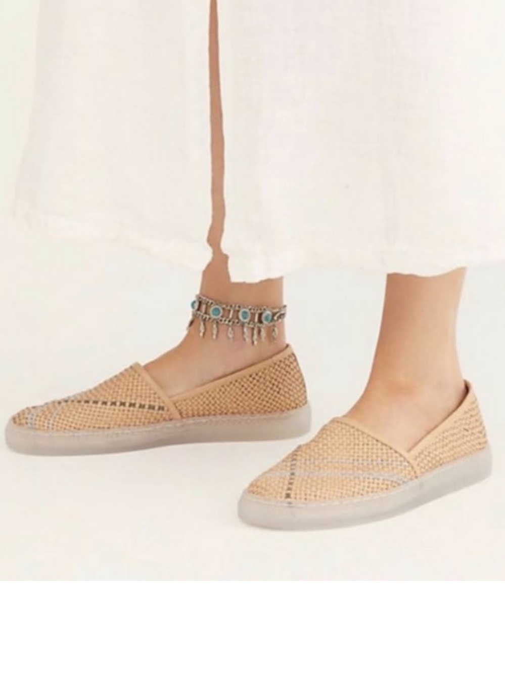 Free People Santorini Woven Leather Slip-On Sneakers women’s size 38/8